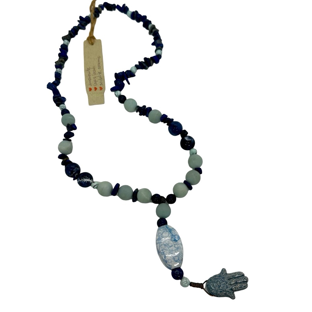 Handmade, one of a kind necklace Chicago designer Aite lapis lazuli, sodalite